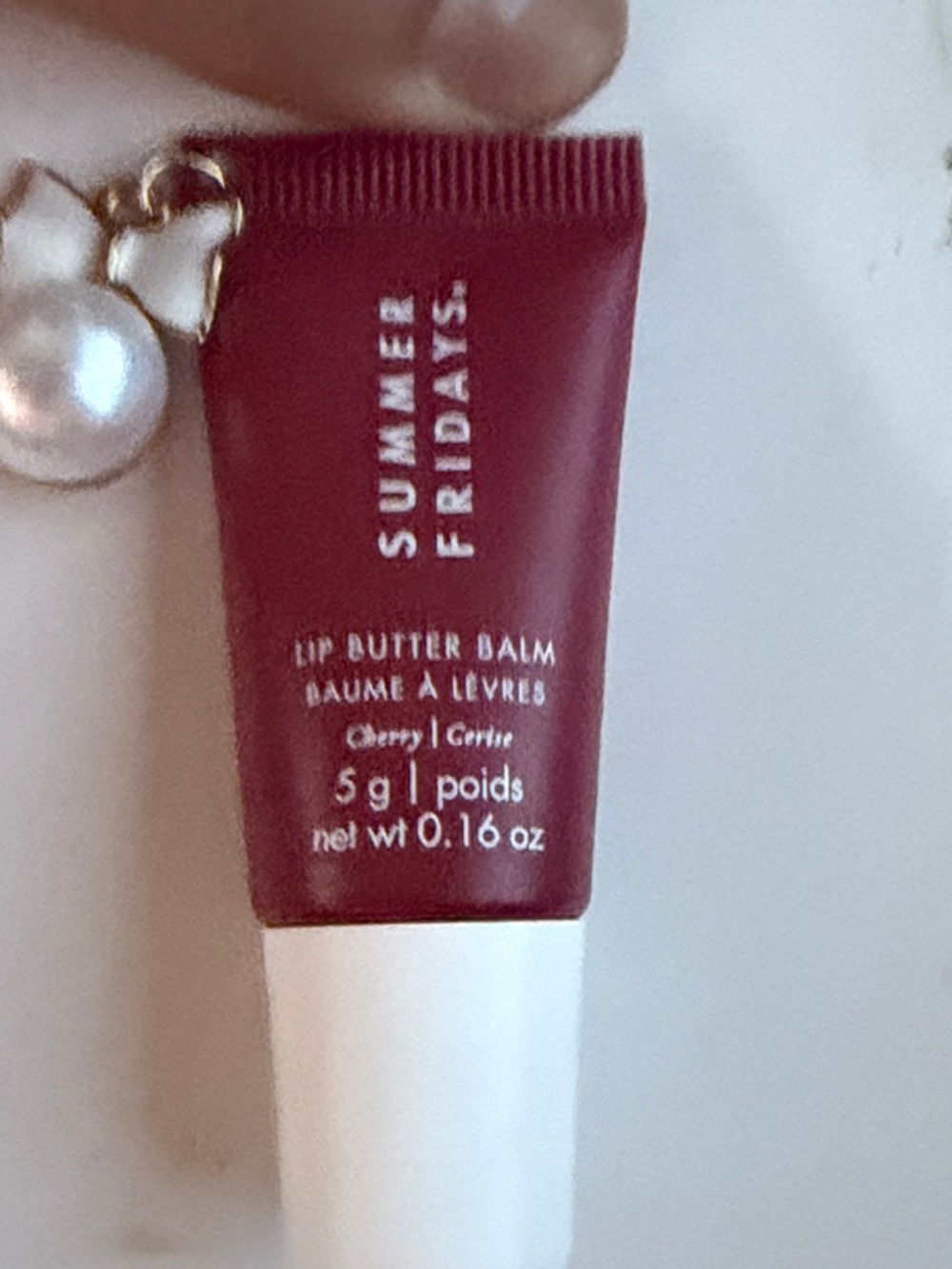 Summer Fridays Lip Butter Balm — Cherry Tint (Deep Berry Red) with a charm